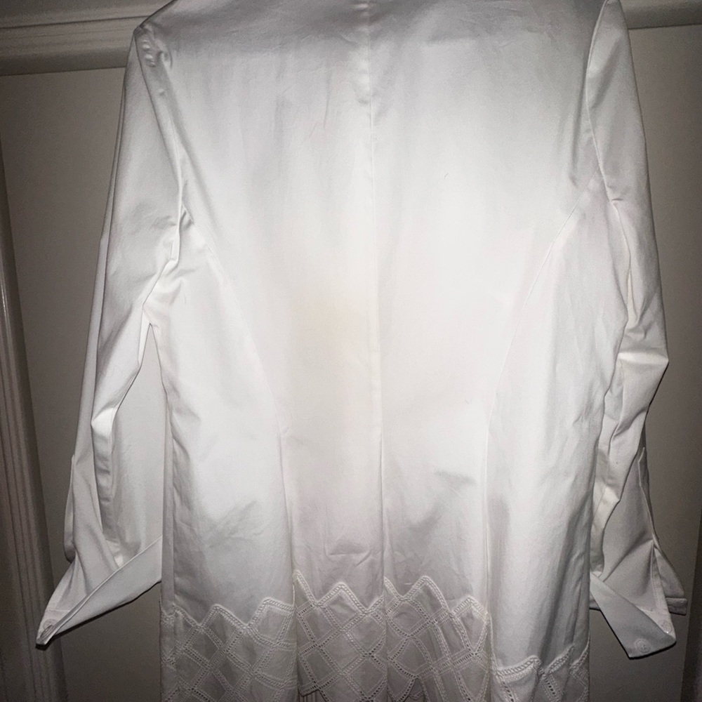 Lela Rose White Button-Up Collared Shirt - Picture 3 of 5